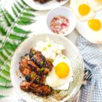 Kapampangan Pork Tocino served with rice and egg, a hearty breakfast dish ready to be enjoyed.