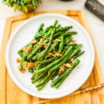 Chinese Stir Fry Garlic Green Beans on a plate.