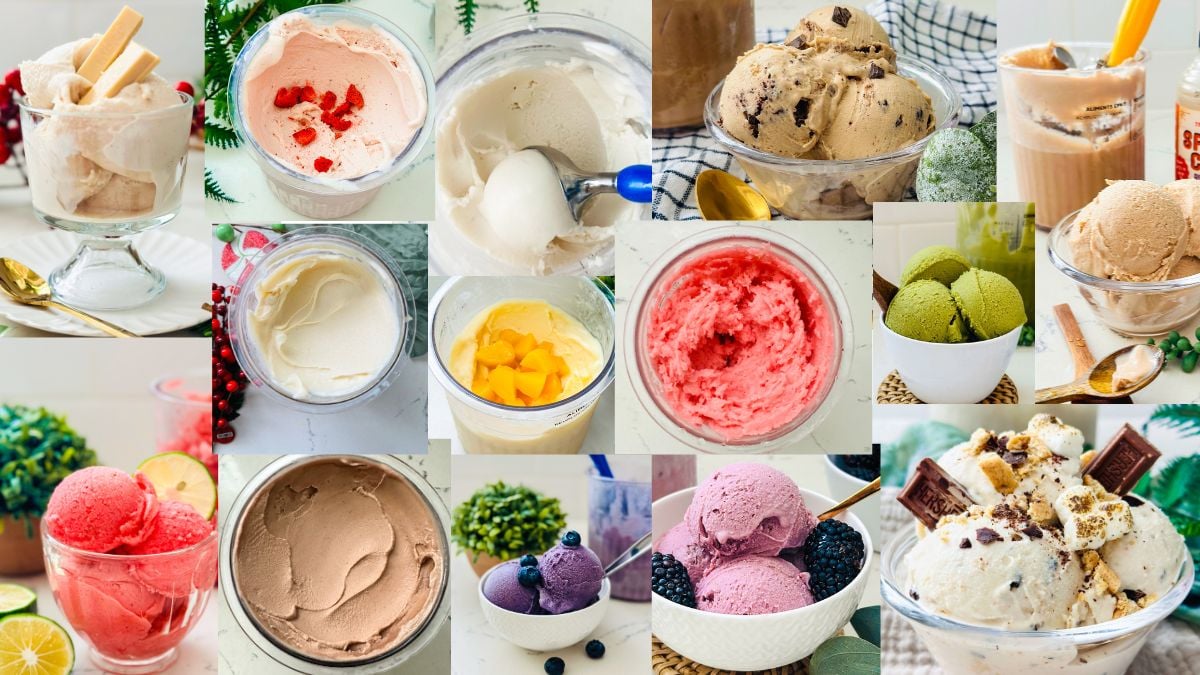 Collection of ice cream made with Ninja Creami. 