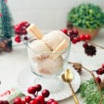 Three scoops of homemade chestnut ice cream, made with a Ninja Creami.