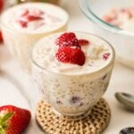 Strawberry Sago Dessert in w mini bowl.