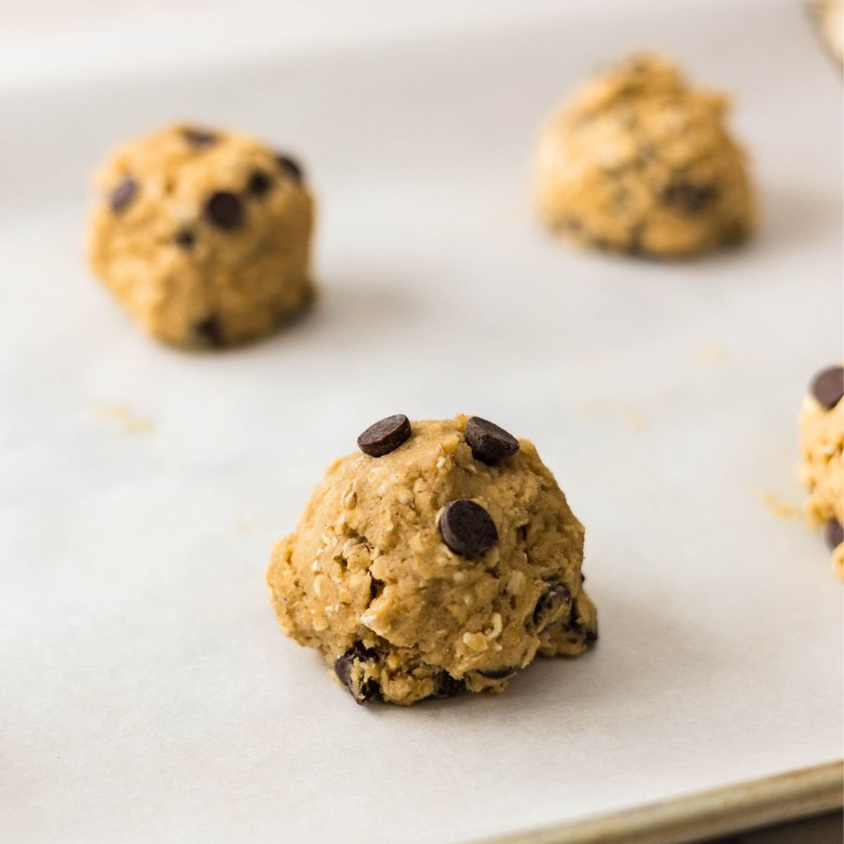 Brown butter oatmeal chocolate chip cookies ready for baking.