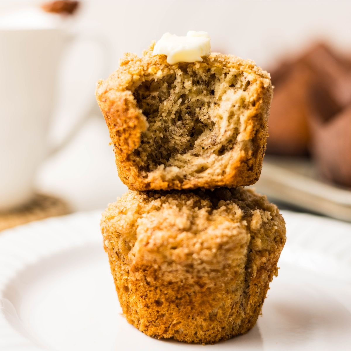 Moist no-egg banana muffins.