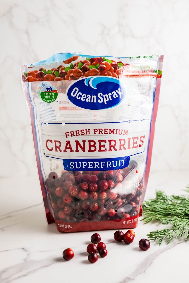 Bag of Ocean Spray fresh cranberries from Costco.