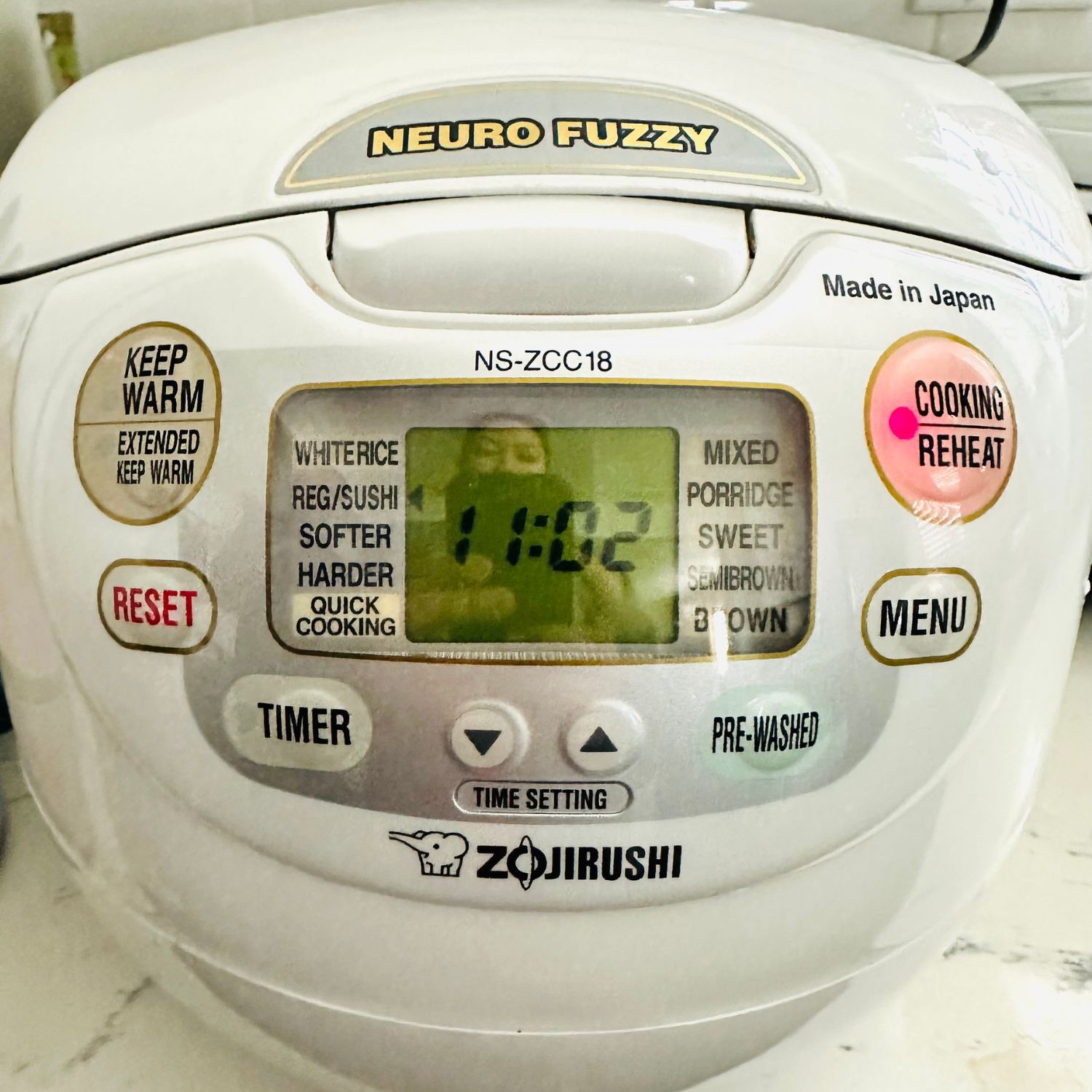 Cooking sushi rice in a rice cooker. 