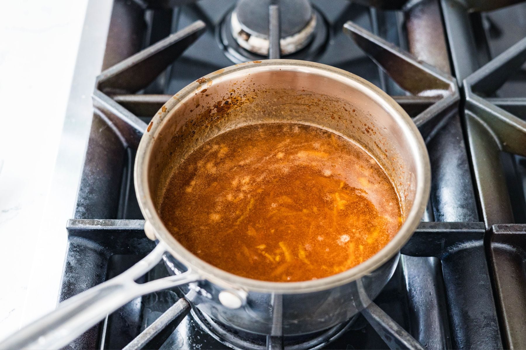 Simmering orange maple glaze.