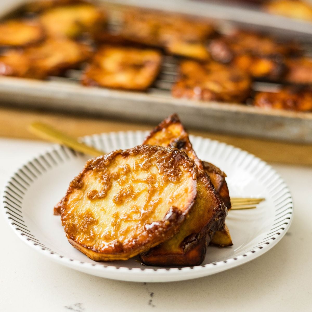 filipino camote cue caramelized sweet potato slices street food style