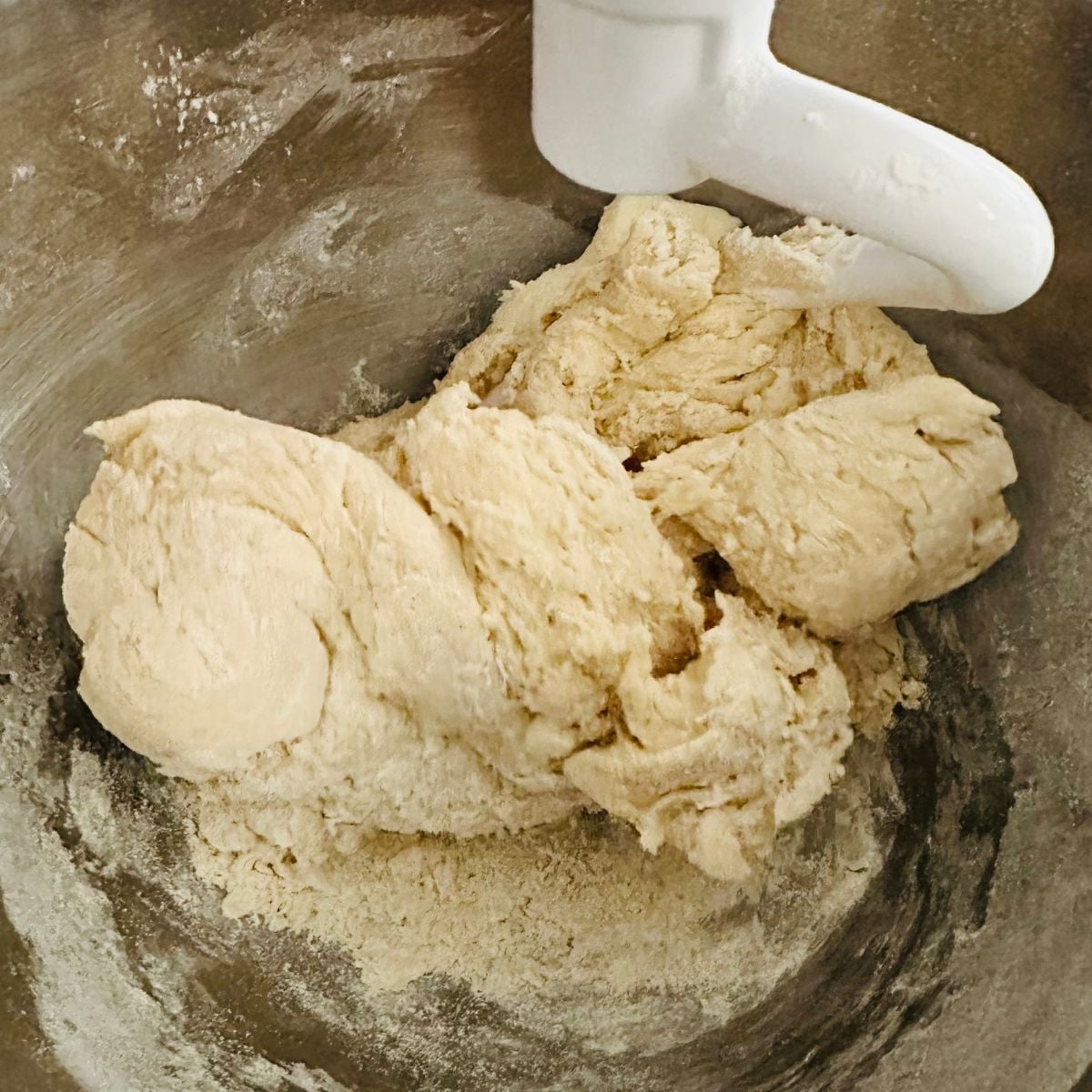 Combine wet and dry ingredients on a mixer