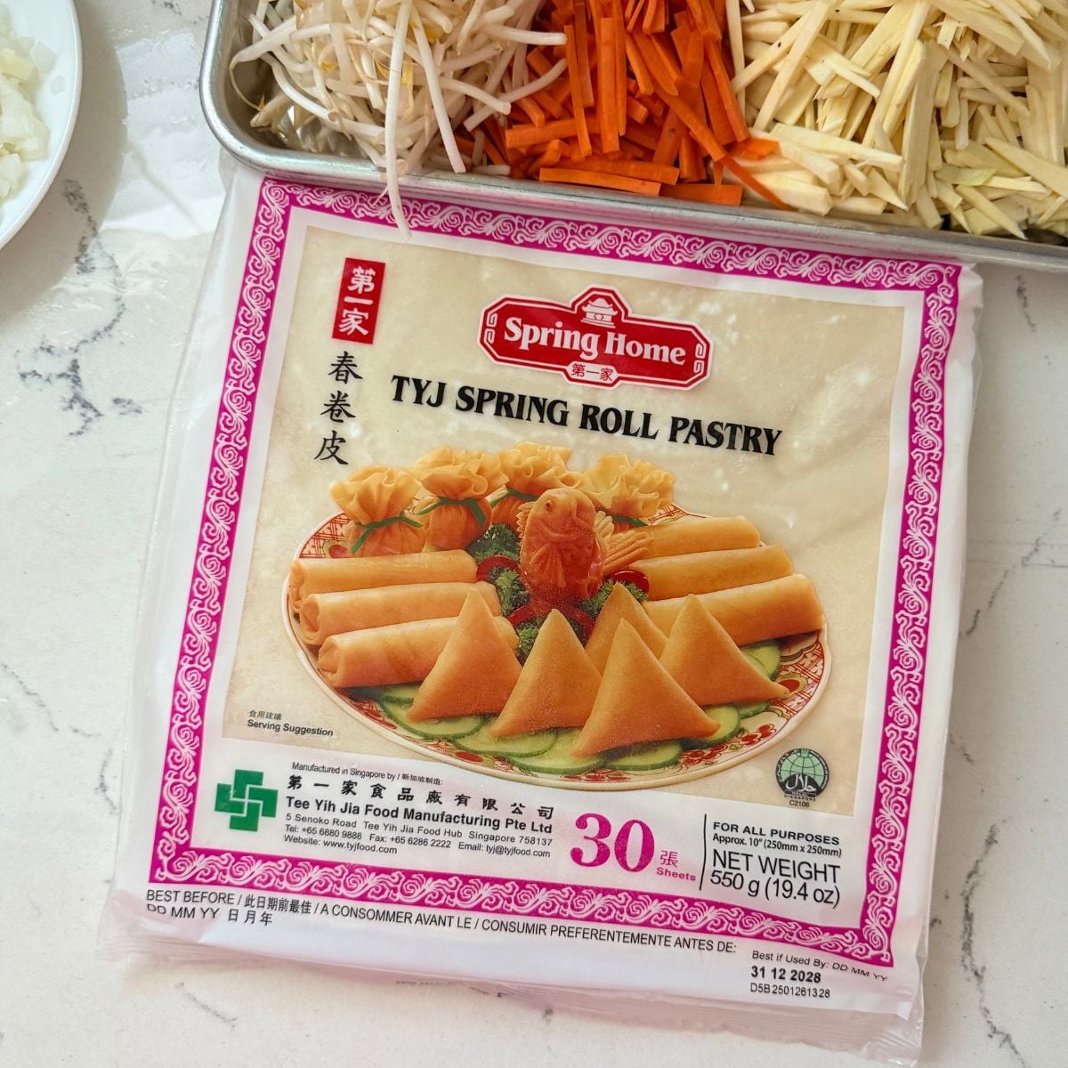 Spring roll wrappers used for making lumpiang gulay