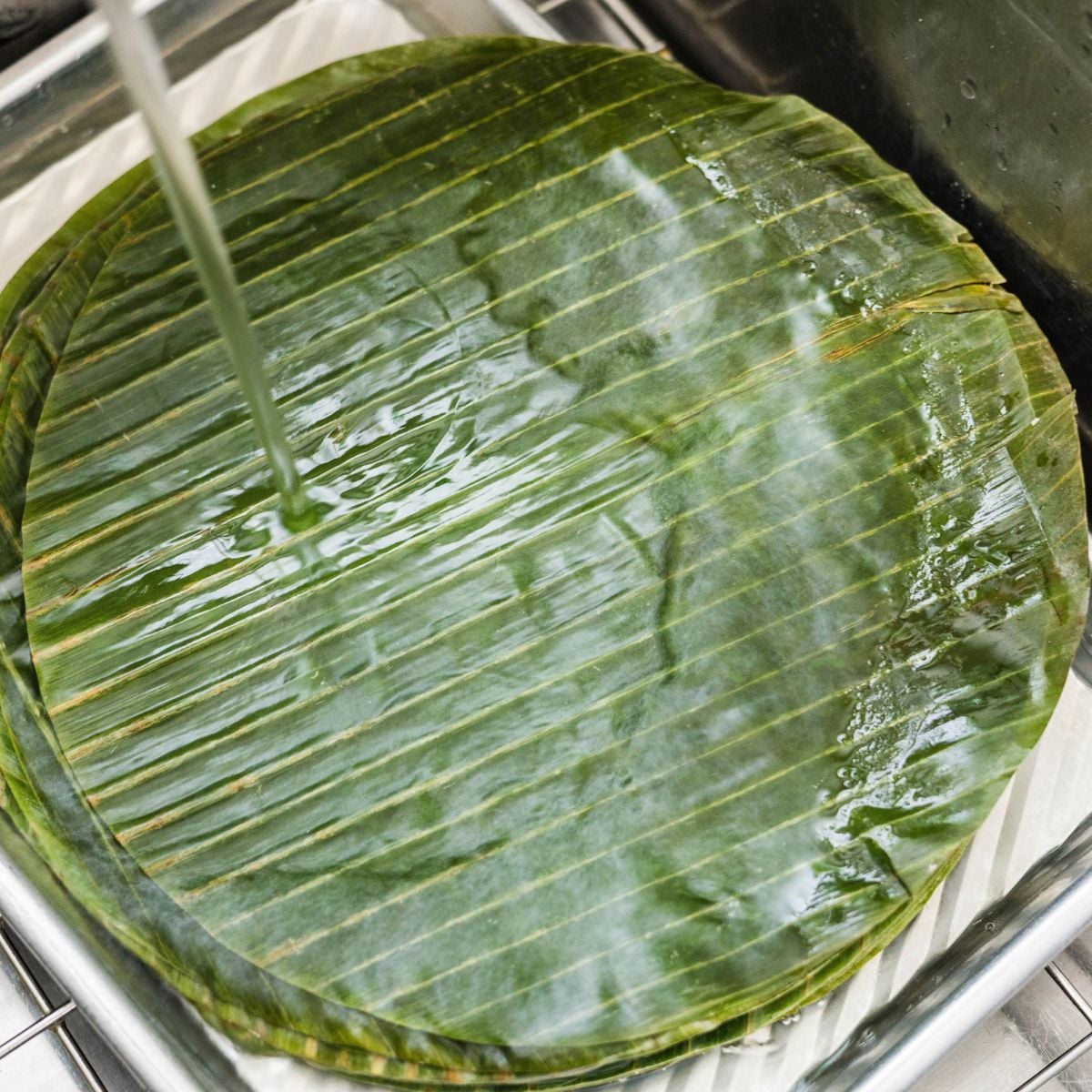 Banana leaf prepared and ready for wrapping suman malagkit