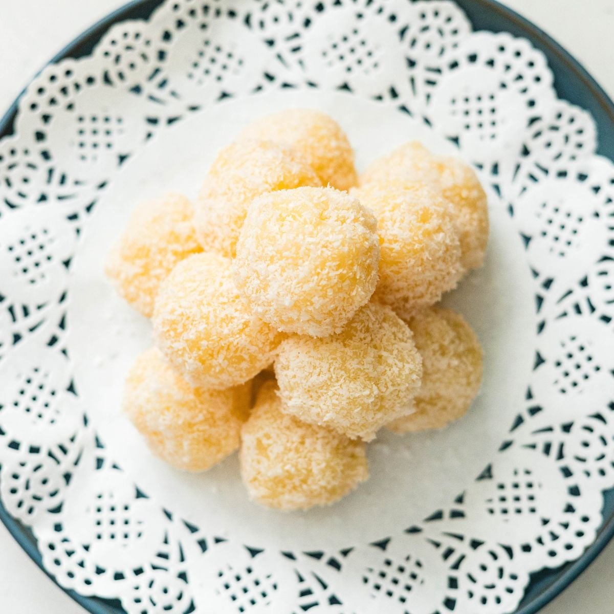 Easy macapuno balls made with condensed milk and coated in coconut