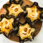 Homemade Filipino bibingka topped with salted egg and cheese